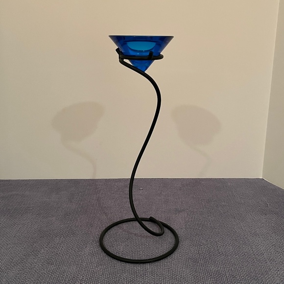Zodax Accents Vintage Zodax Blue Glass Candle Holder And Metal
